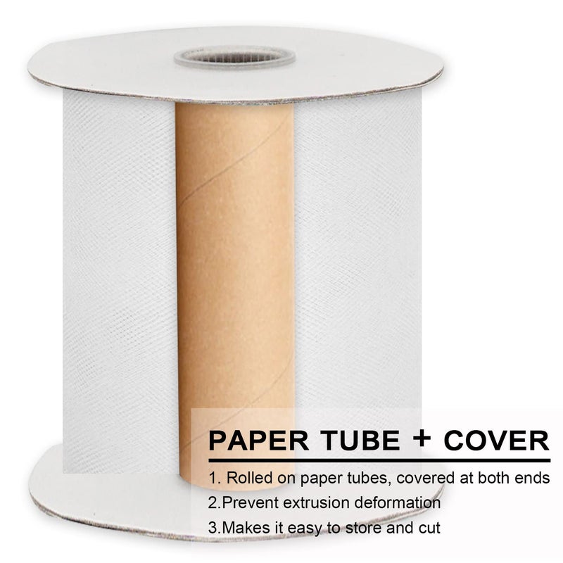 Ableme Deco Tulle Fabric Rolls 6 Inch by 200 Yards (600 FT) Ribbon Netting Spool for Tutu Skirt Wedding Baby Shower Birthday Party Decoration Gift Wrapping DIY Crafts (White) - Image 4